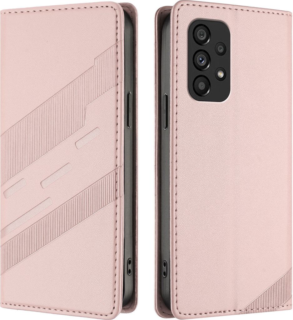 Hülle für Samsung Galaxy A53 5G, Kunstleder Brieftaschen Handyhülle mit Kartenfach und Standfunktion Pink