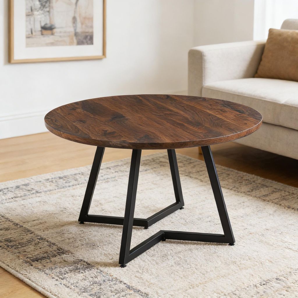 Esstisch, MDF-Tischplatte, Metallbeine, 110x110x75 cm