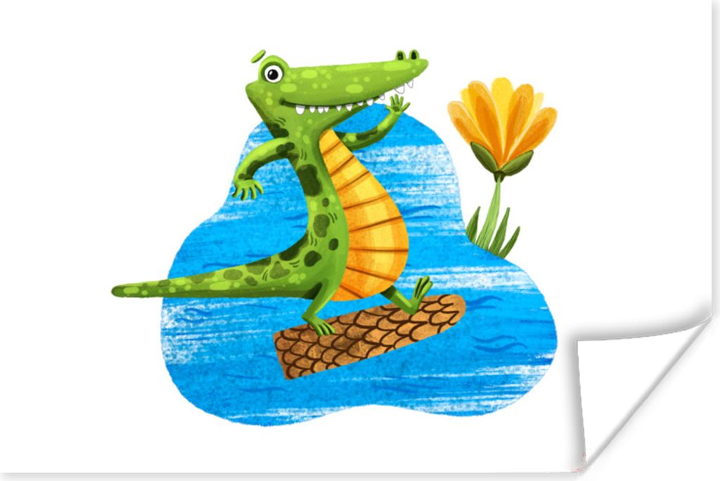 MuchoWow Poster Krokodil - Wasser - Dschungel 120x80 cm - Bilder
