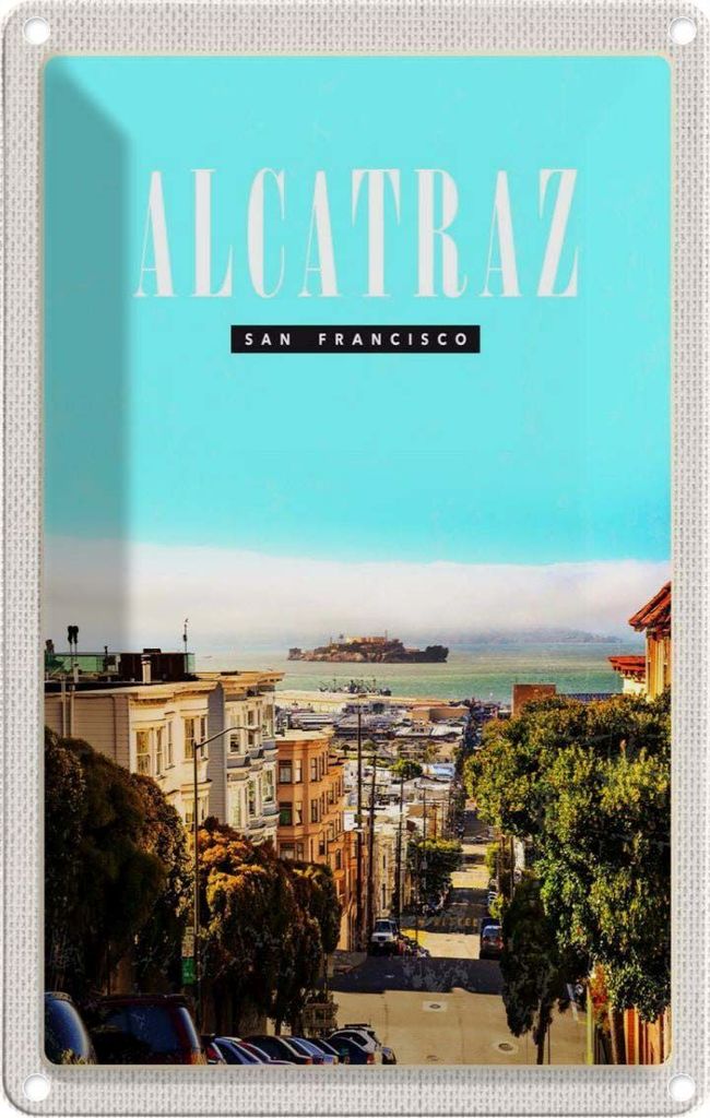 vianmo Blechschild 18x12 cm San Francisco Alcatraz Stadt Straße Bildmotiv Reisemotiv Abenteuer Reisen Urlaub