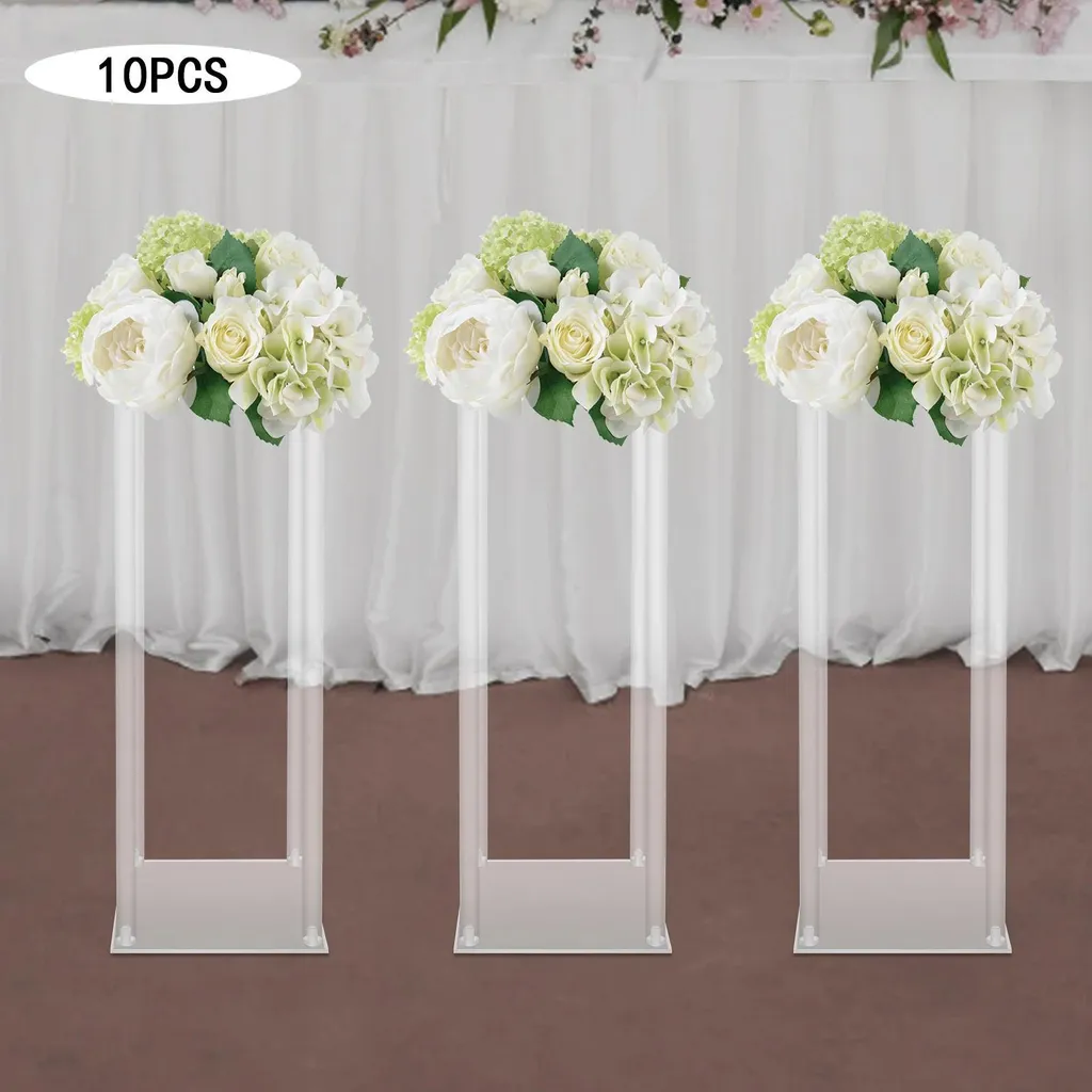 Porte-fleurs géométrique acrylique transparent 60 cm - Support centre de table