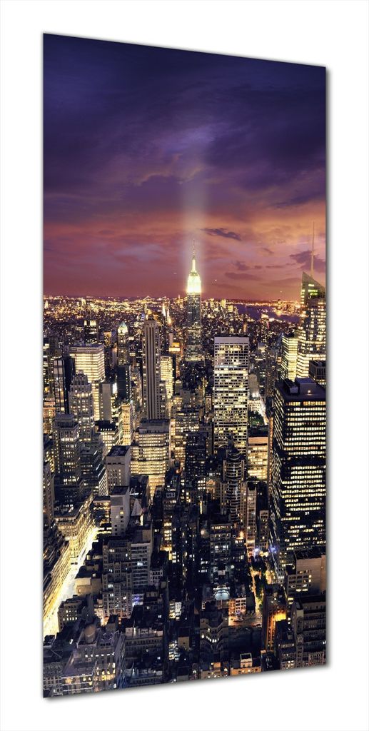 Wallario selbstklebende Duschrückwand 90 x 180 cm mit Motiv New York bei Nacht - Panoramablick über die Stadt - Wandverkleidung mit Hochglanzlami...