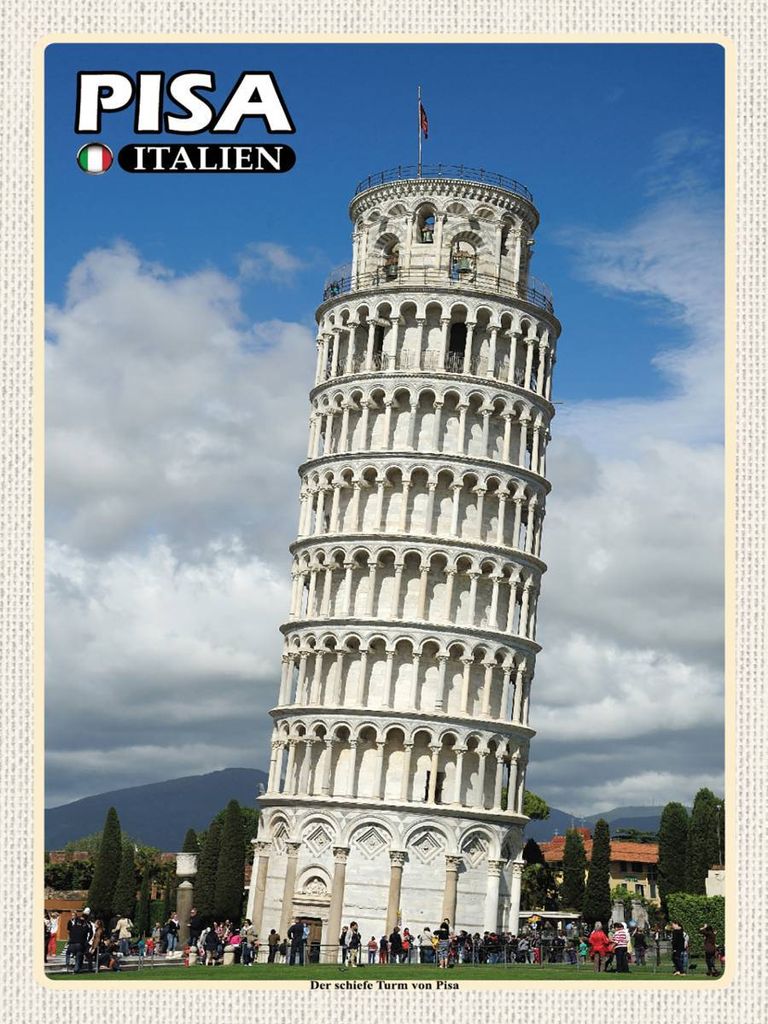 vianmo Holzschild 40x30 cm Pisa Schiefer Turm Italien Bildmotiv Reisemotiv Abenteuer Reisen