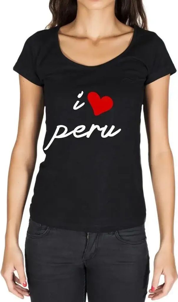 Damen Grafik T-Shirt Ich liebe Peru – I Love Peru – Öko-Verantwortlich Vintage Jahrgang Kurzarm Lustige Druck Geburtstag Geschenk Frau
