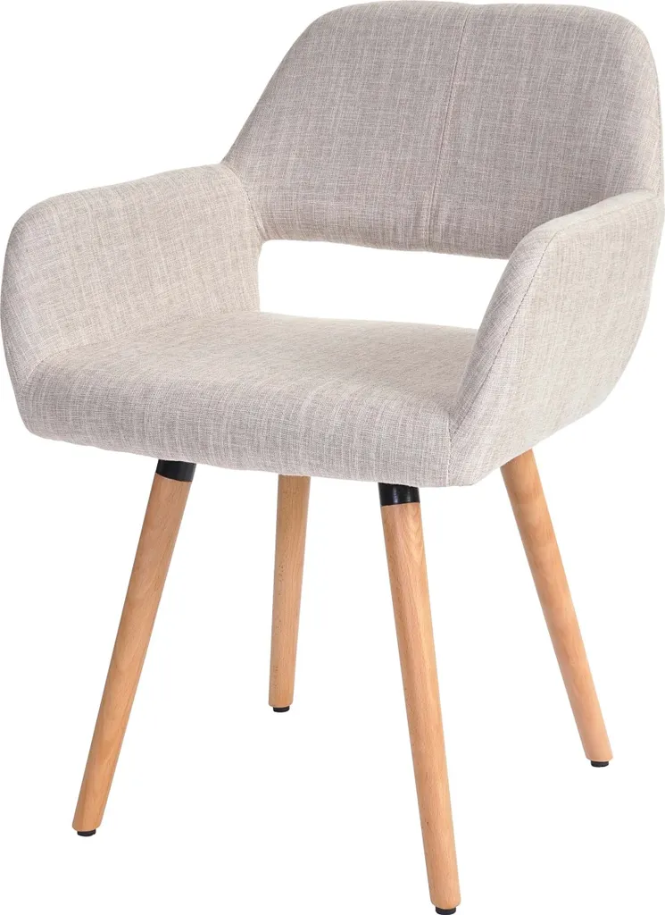 Sedia Sala da Pranzo HWC-A50 II Grigio Tessuto - Design Retrò Gambe Faggio