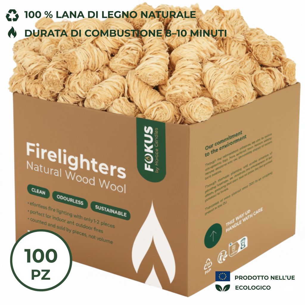 HORECA CANDLES Accendifuoco Naturali Fokus Firelighters 100 Immagine del prodotto 