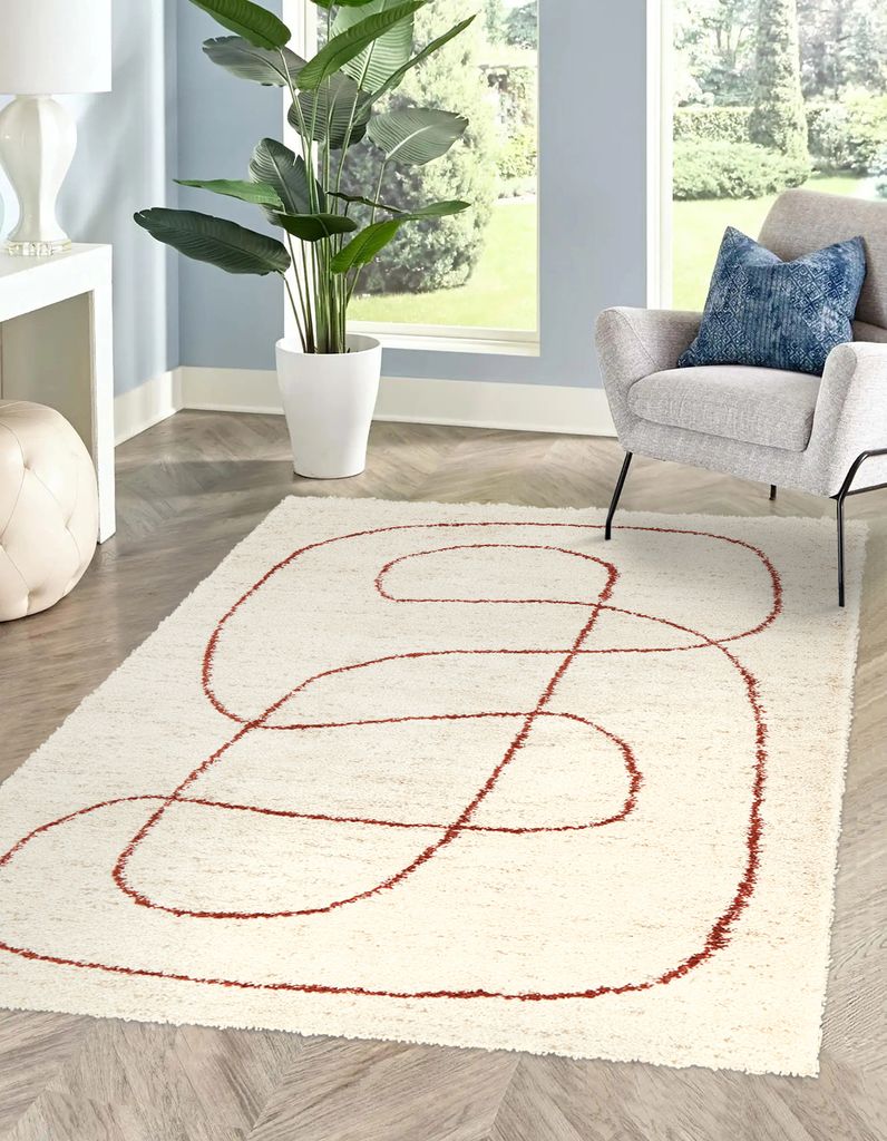 Rikmani Shaggy Teppich, Flauschiger Teppich 200 x 290 cm Weicher Teppich, Wohnzimmer, Schlaffzimmer SOK