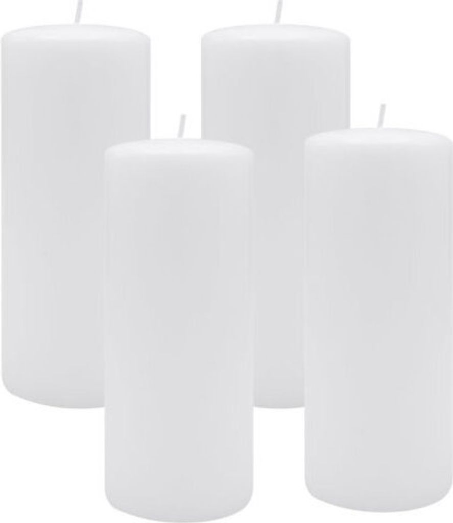 4er Set Adventskranzkerzen Weiß Ø 40 x 200 mm