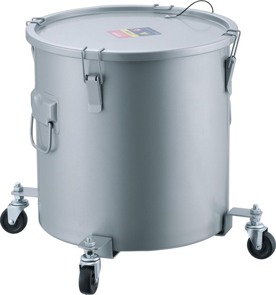 Fryer Grease Bucket, 8 Gal Oil Disposal Caddy with Caster Base, Carbon Steel with Rust-Proof Coating, Oil Transport Container with Lid, Lock Clips,...