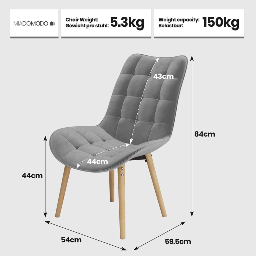 MIADOMODO® Esszimmerstühle - Farbwahl, 2/4/6/8 Set, Produktbild 3