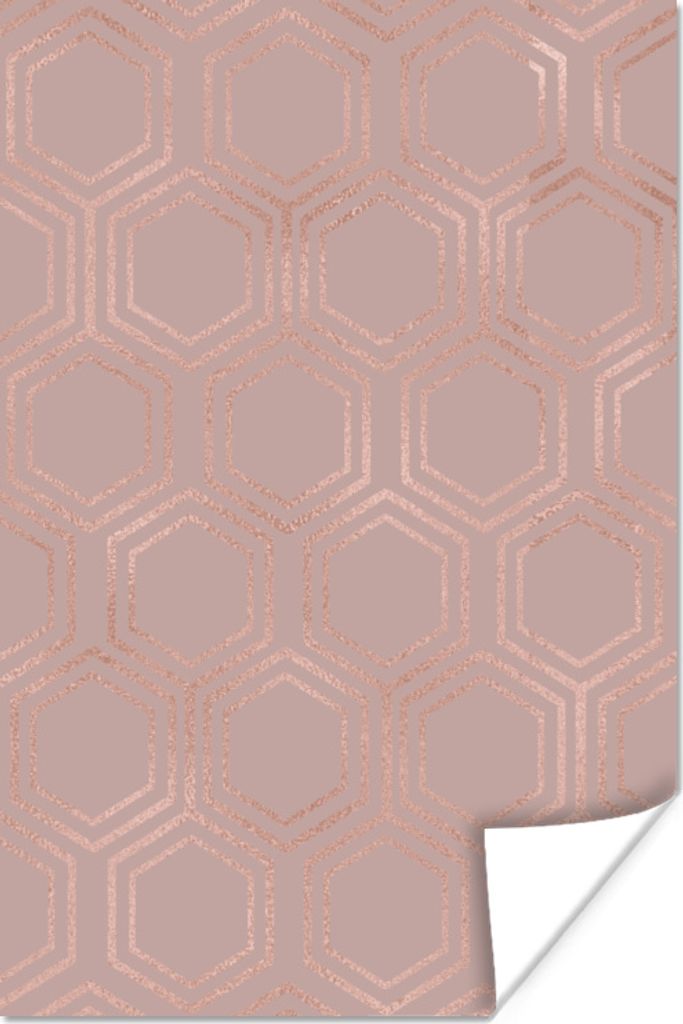 MuchoWow Poster Luxe - Muster - Roségold 20x30 cm - Papierdruck