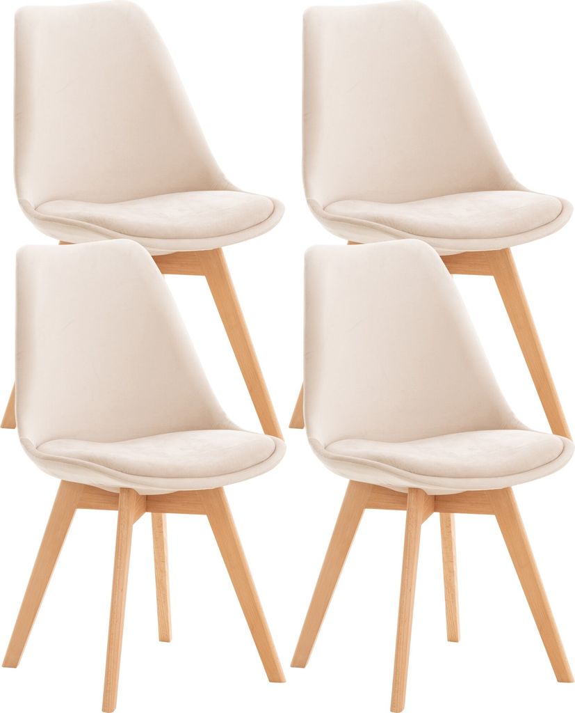 4er Set Stuhl HLO-CP58 Samt beige