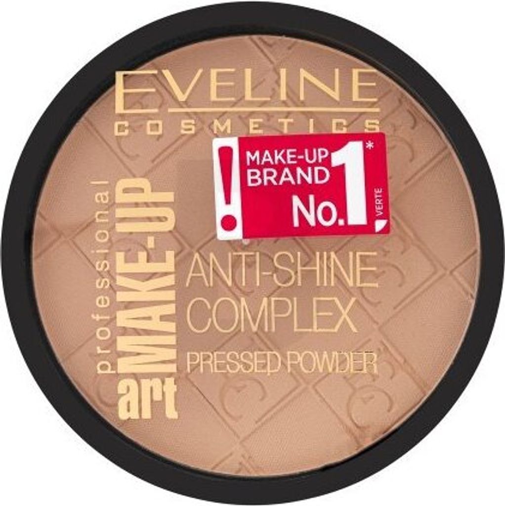 Eveline Make-Up Art Anti-Shine Complex Pressed Powder Puder für eine einheitliche und aufgehellte Gesichtshaut 31 Transparent 14 g