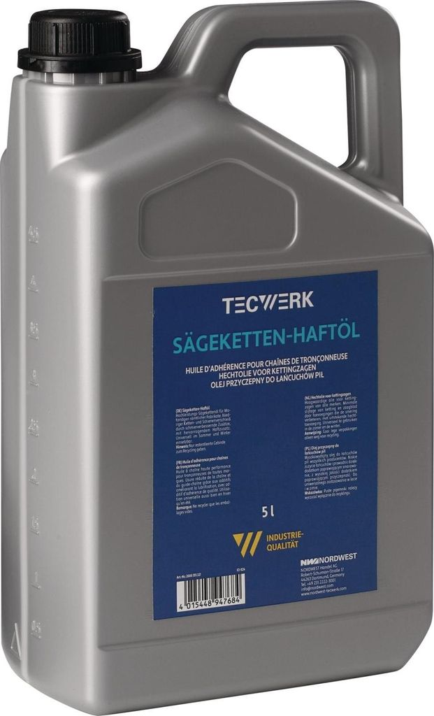 Sägekettenhaftöl 75-95 mm²/s (bei 40GradC) 5l Kanister TECWERK