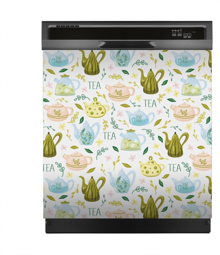 Magnete Dekorative 60x60 cm Küche Magnetmatte Spülmaschine - Blumen und krautige Pflanzen Teekannen