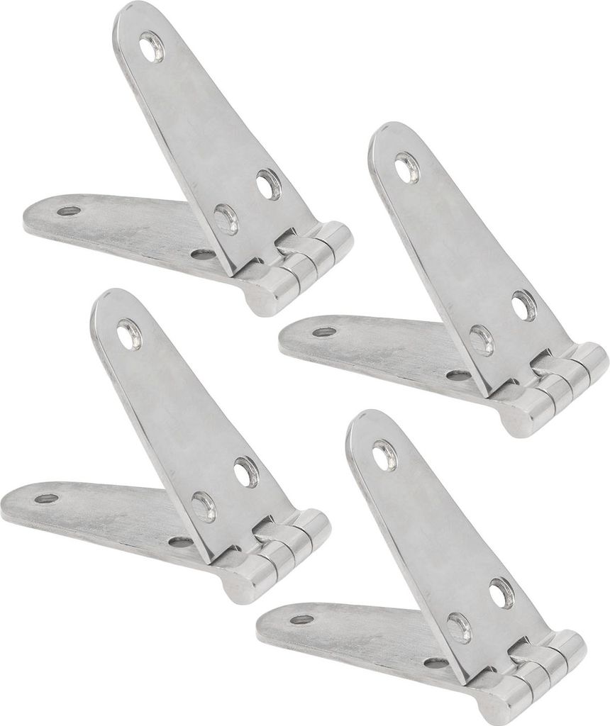 4 Türscharniere aus Edelstahl 316 (Marinequalität) für Boote, Schränke, Luken und Wohnmobile, 6-Loch-Beschläge