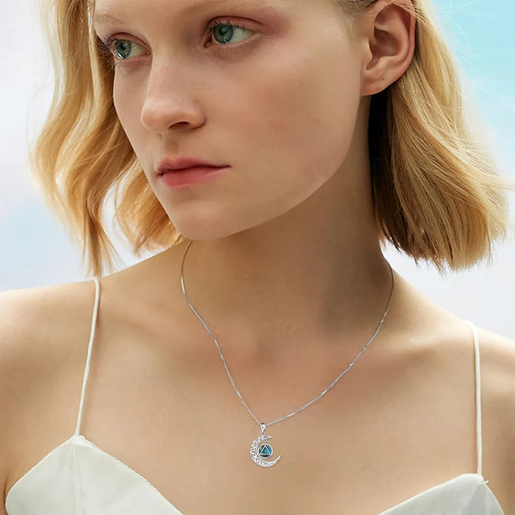 Pendentif Lune Récupération AA collier argent 925 bijou de sobriété - 2