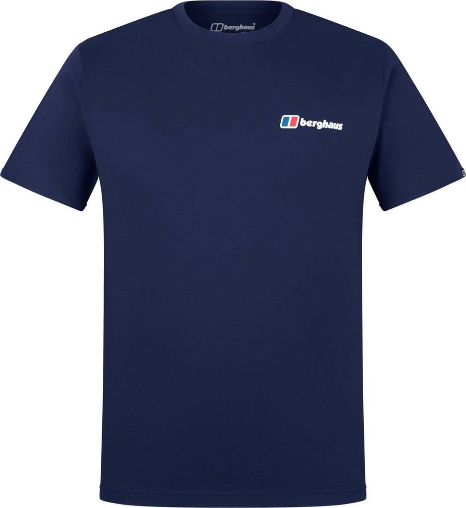Dunkelblaues T-Shirt von Berghaus mit kleinem Logo auf der Brust.