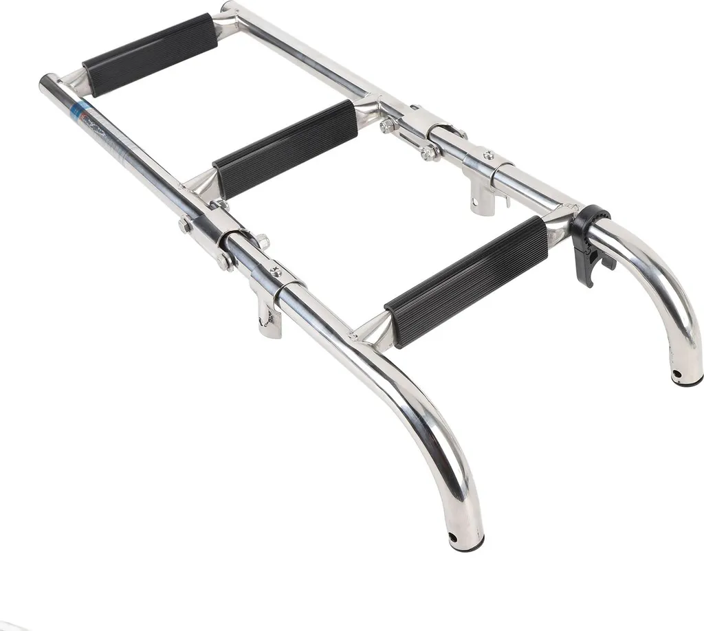 Échelle de bateau pliable 3 marches en acier inox pour montage arrière