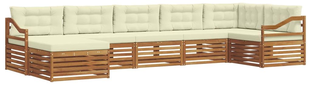 vidaXL Outdoor-Sofagarnitur mit Kissen 7 pcs Natur und Creme
