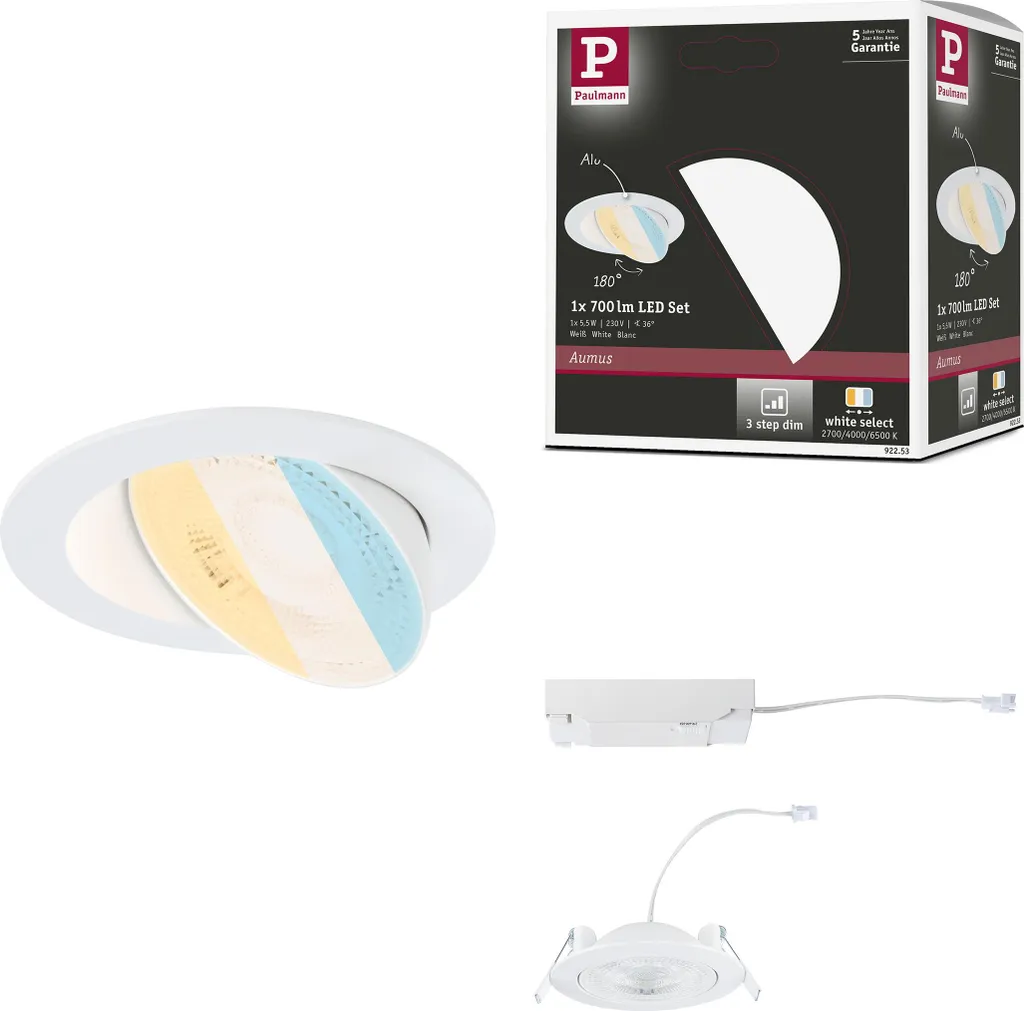 Paulmann Luce da incasso LED Aumus Faretto Singolo Orientabile 5W IP20
