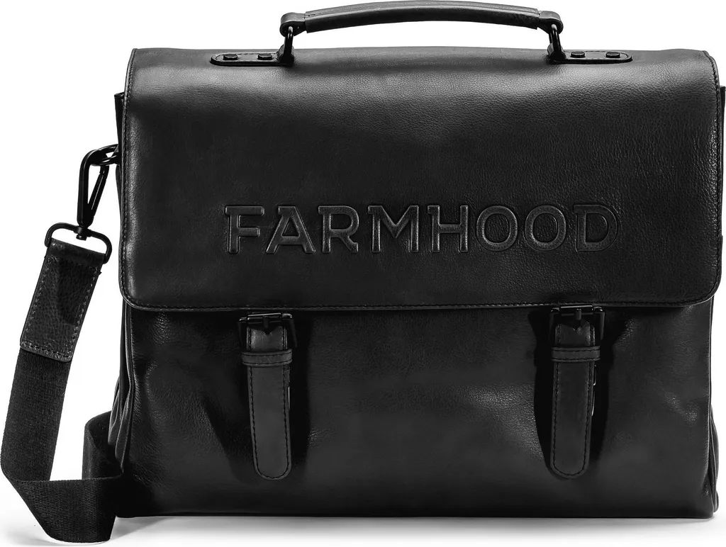Farmhood Memphis Briefcase Black 2 - Serviette en cuir noir avec bandoulière