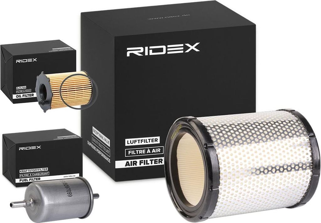 RIDEX Filterset Inspektionspaket Filtersatz für VW Golf IV Schrägheck (1J1) GOLF III (1H1) passend für PEUGEOT 106 II Schrägheck (1A, 1C) 106 I