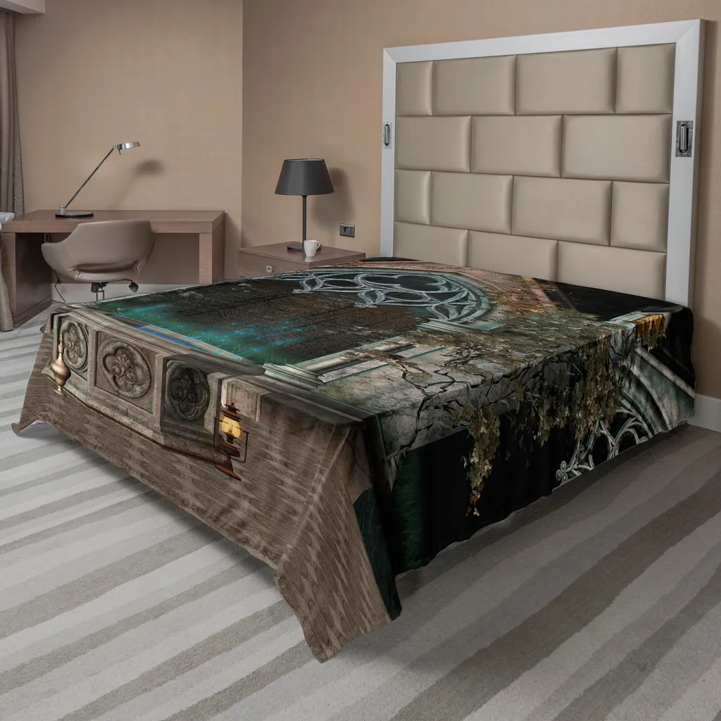 Lenzuolo King Size ABAKUHAUS 275x260 Gotico - Foresta Verde Acqua