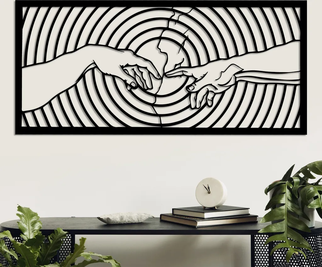 Wallity Michelangelo Décoration Murale Métal Noir 85x39cm en Acier 100%