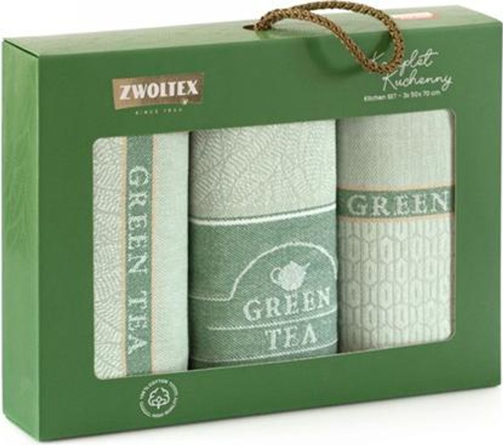 Set Geschirrtücher, hochwertig, 3-teilig Green Tea Grün