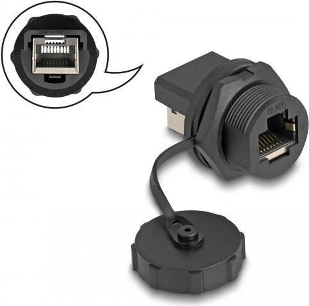 DeLOCK RJ45 Cat.6A accoppiamento con tappo di tenuta per installazione IP67 polvere e impermeabile (87251)