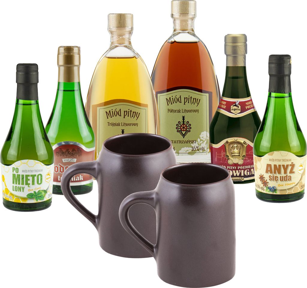 Setz von 6 Mets mit Keramikkrügen (Honigwein 2x Produktbild 