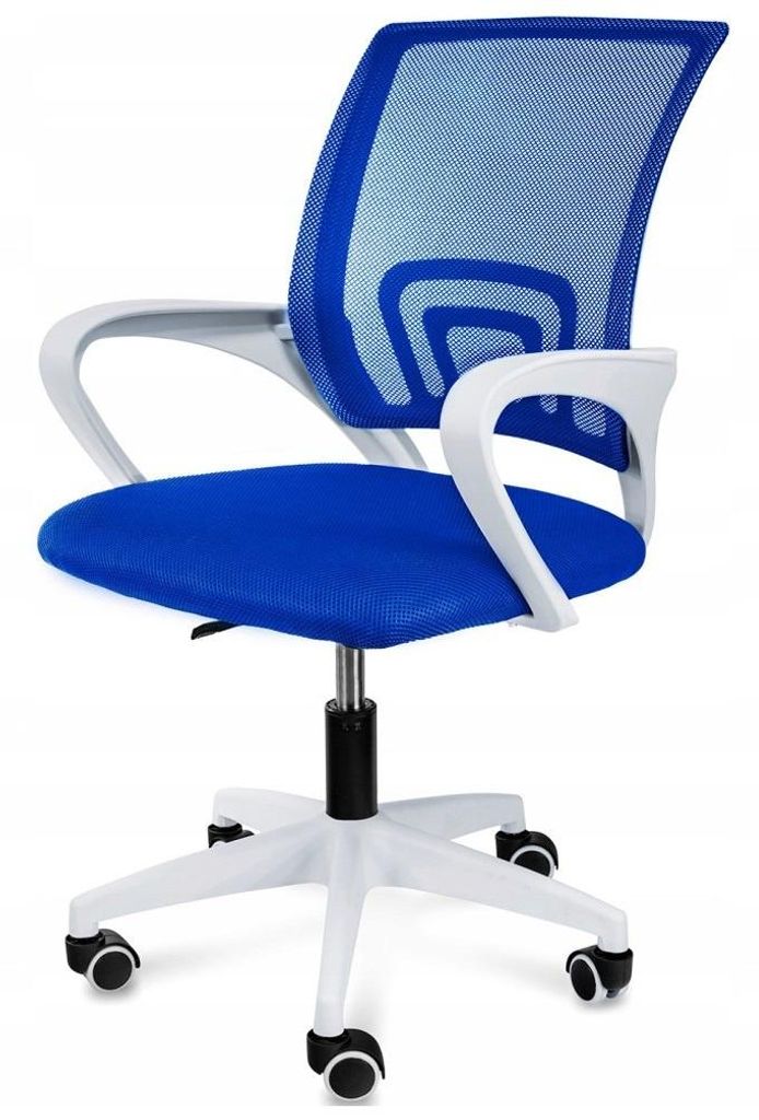 VENTO BLUE MESH Bürostuhl – ergonomischer Drehstuhl mit atmungsaktivem Netzrücken, Blau/Weiß, Höhenverstellbar