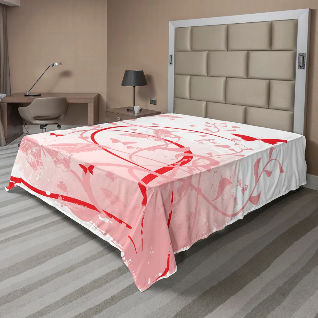 Drap plat ABAKUHAUS style victorien orange et rose 266x260 cm en microfibre