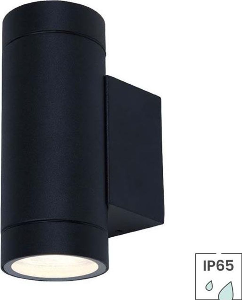 Außenleuchte Luxor | GU10-Fassung | IP65 | Up & Downlight | Ø 65 mm | Mattschwarz
