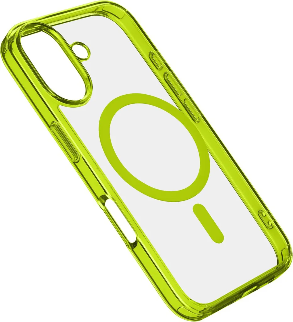 Cellularline Iconic Mag iPhone 16 Custodia lime trasparente