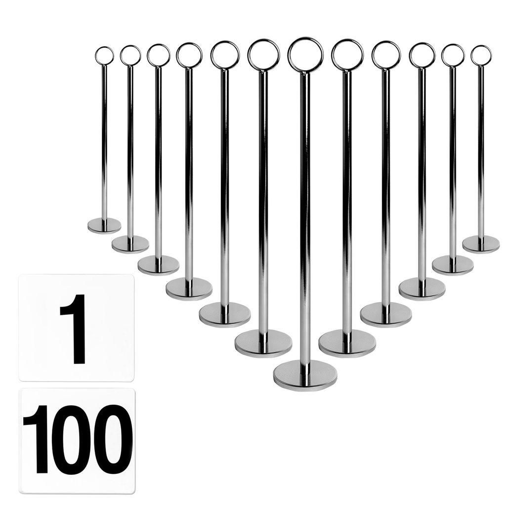 100x Silbertischnummern mit 30 cm Halter - Hochzeitsplatzkartenschild Stand Set, Fotomenü Name Display, Metall Party Dekoration - nach Argon -Tabe...
