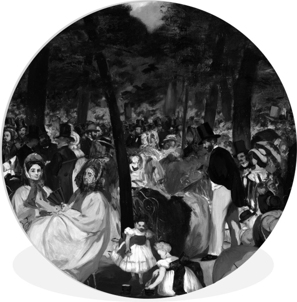 MuchoWow Rundes Wandbild - Runde Bilder Musik in den Tuilerien - Edouard Manet Ø 90 cm Kreis Wanddekoration Kunststoff - Wandkreis - Wandschmuck...