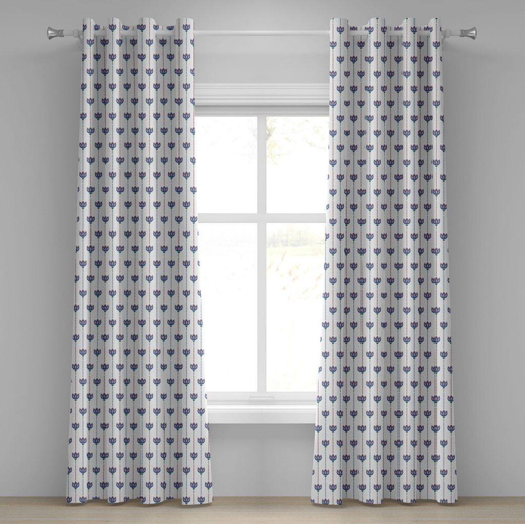 ABAKUHAUS asiatisch Ösenvorhang, Osmanische Fliesen inspiriert Bohem Ethnic Tulip Flowers und Polka Dots Bild, Dekorative 2-Panel-Fenstervorhänge...