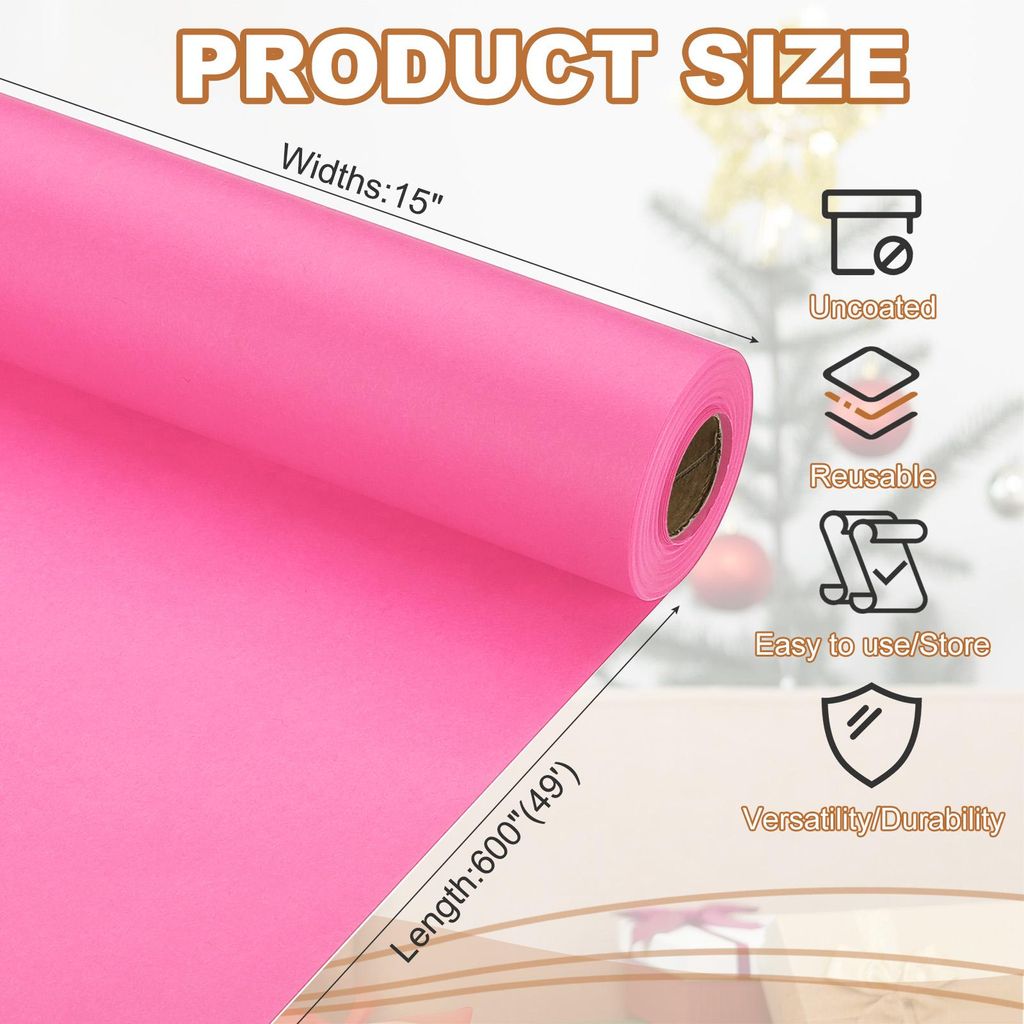 Geschenkpapier, 38cm x 15m 70 GSM Geschenkpapier Rolle Geschenkpapier Einfarbig Packpapier Wrapping Paper fš¹r Poster Pinnwand Geschenkverpackung...