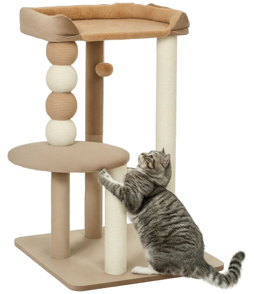 PawHut, tiragraffi da 86 cm per gatti, con pallina Immagine del prodotto 
