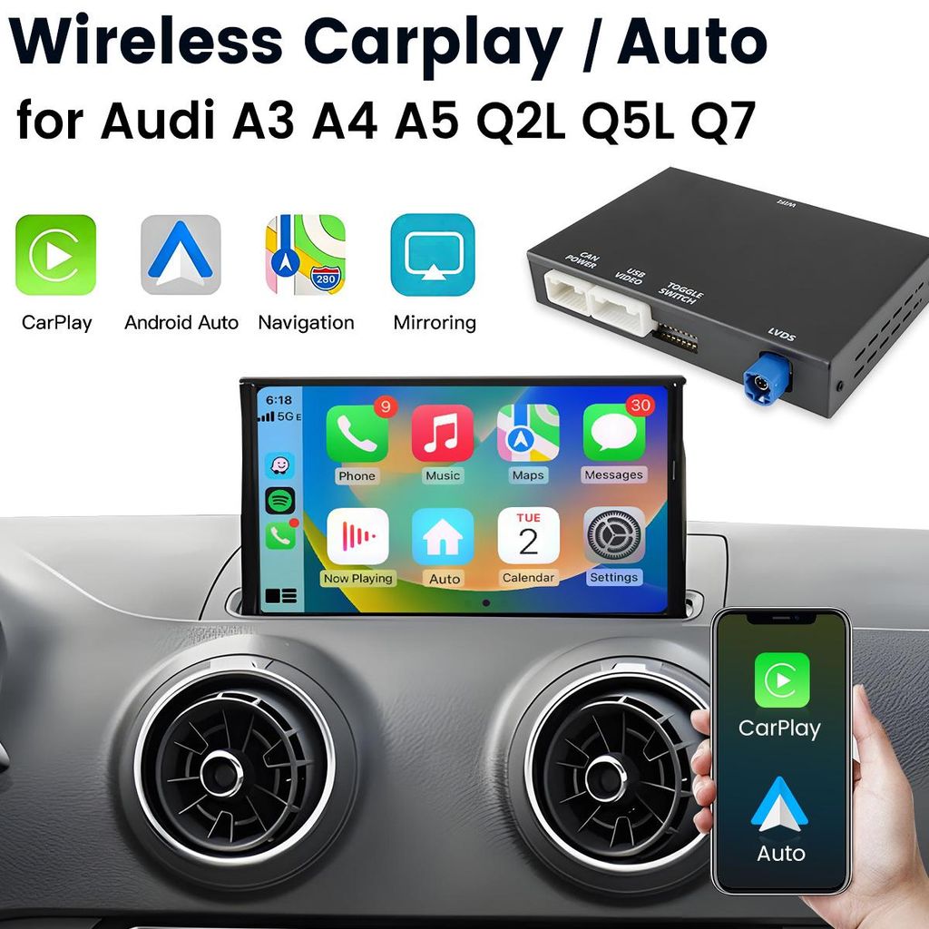 Interface sans fil CarPlay et Android Auto avec GPS pour Image du produit 