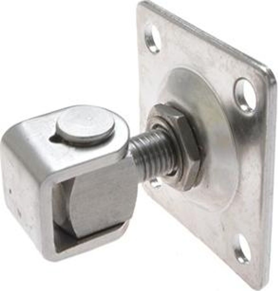 Verstellbares Scharnier M16 mit Platte 80x80 mm INOX (rostfreier Stahl) AISI 304