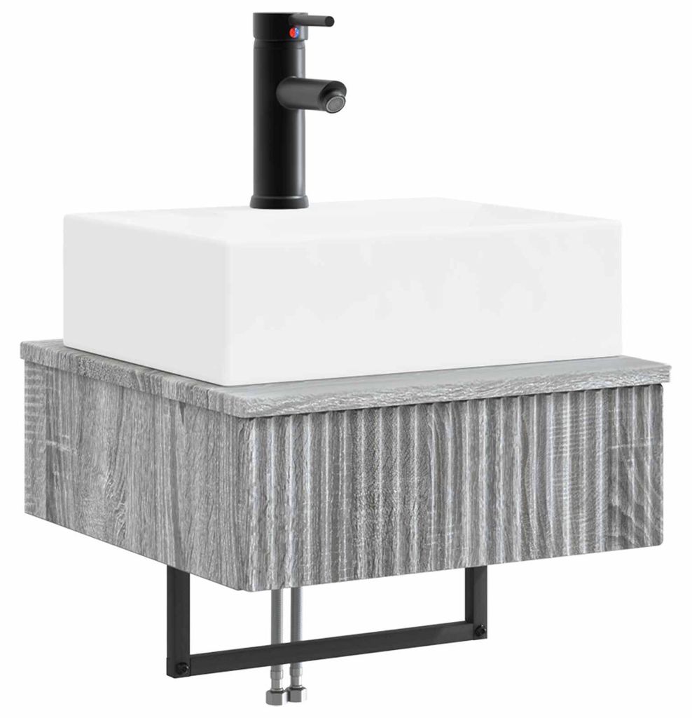 vidaXL Wandmontiertes Waschbecken Grau Sonoma 40 x 41 x 39 cm