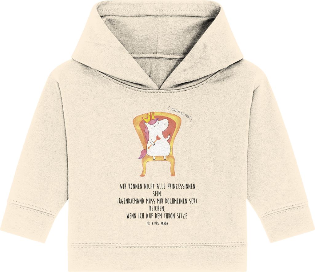 Mr. & Mrs. Panda Organic Baby Hoodie Einhorn König 24. - 36. Monat - Natural Raw - Geschenk, Kapuzensweatshirt, Unicorn, Kapuzenshirt, Krone, Bund...