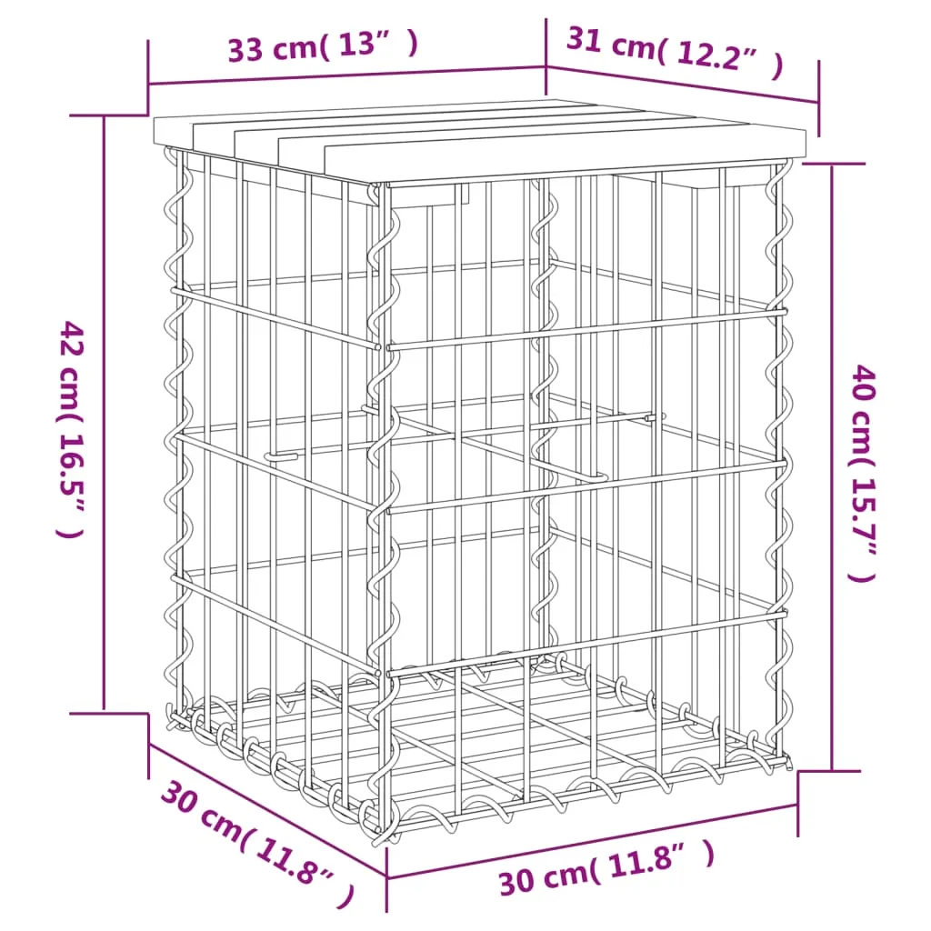 Panchina da Giardino in Gabbione 33x31x42 cm | Pino Impregnato vidaXL - 9