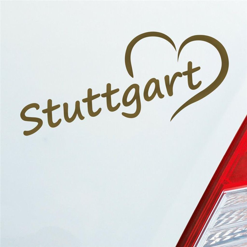 Auto Aufkleber Stuttgart Herz Stadt City Liebe Love Heart 19x8 cm Gold Sticker Heckscheibenaufkleber