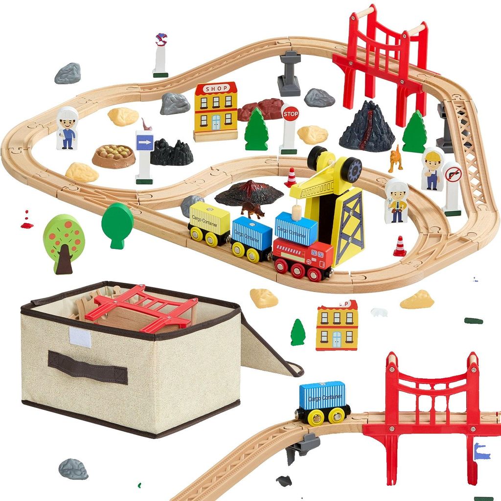 VEVOR 113-teiliges Holzbahn-Set, für Kinder im Alter von Produktbild 