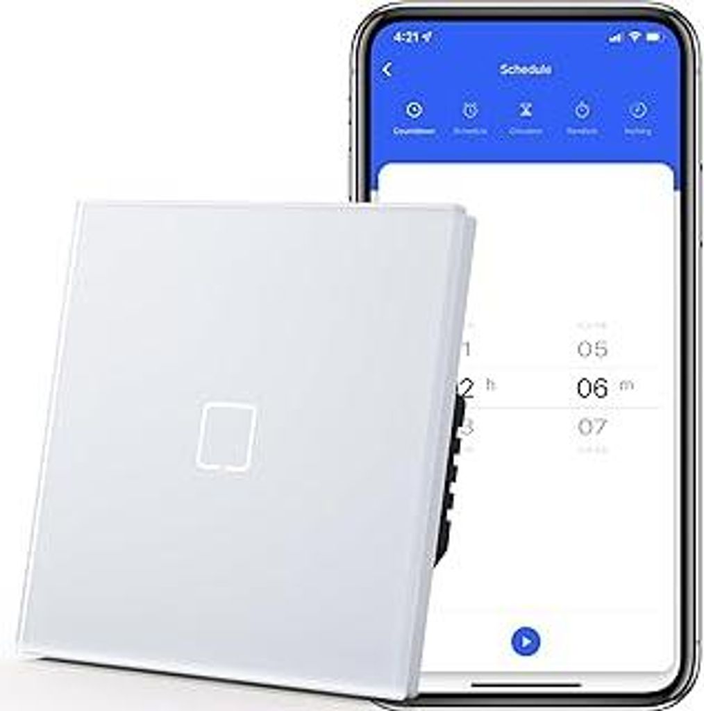 Touch Lichtschalter Unterputz, Wlan Smart Lichtschalter Kompatibel mit Alexa/Google Home Work mit Tuya/Smart Life, Neutrale Leitung Benötigt 1 Fac...