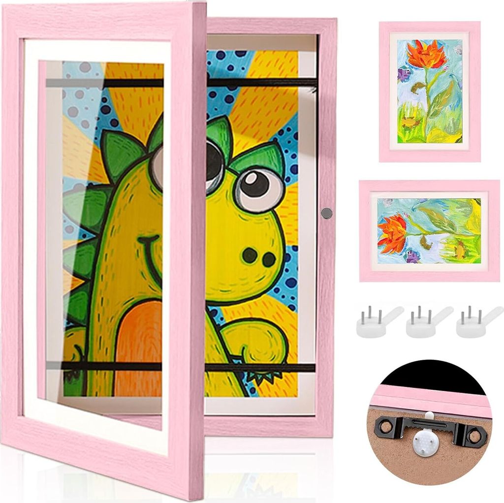 Fotorahmen A4 aus Holz Rosa 32 x 24 cm